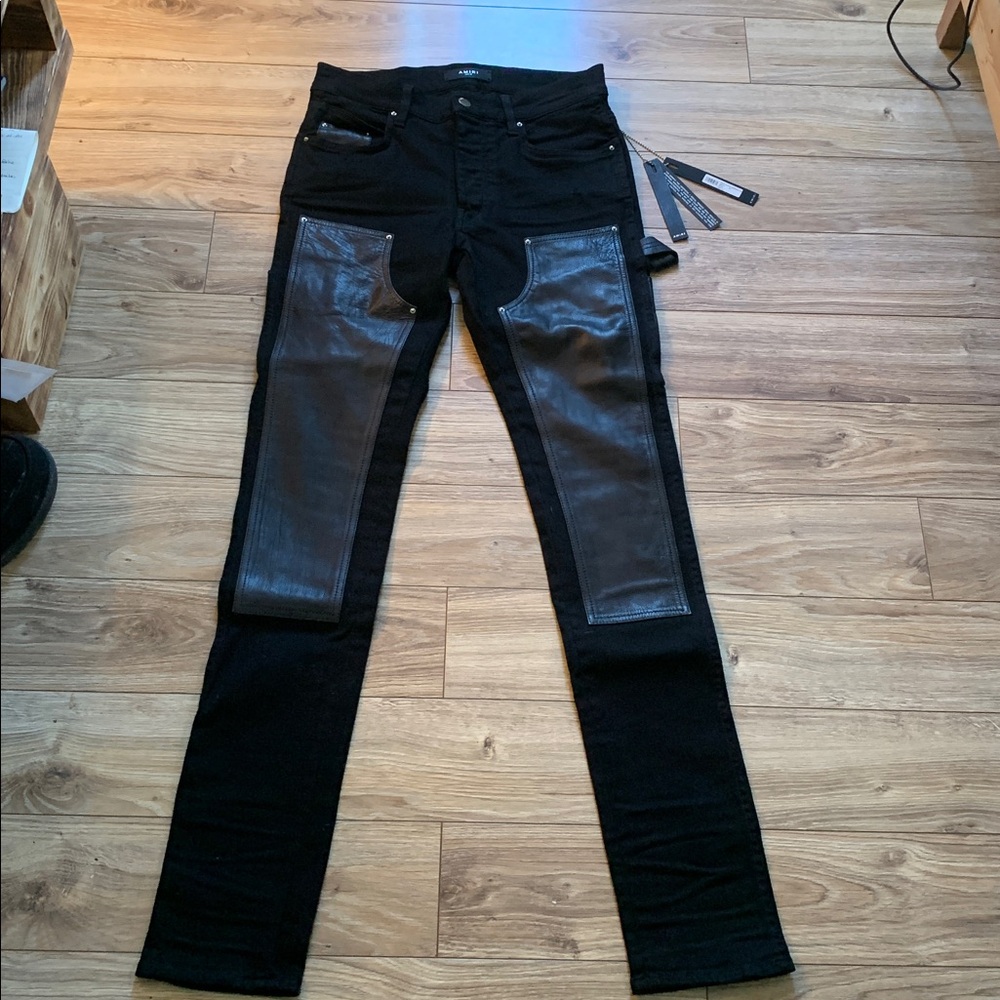 AMIRI Black Denim Leather Pants